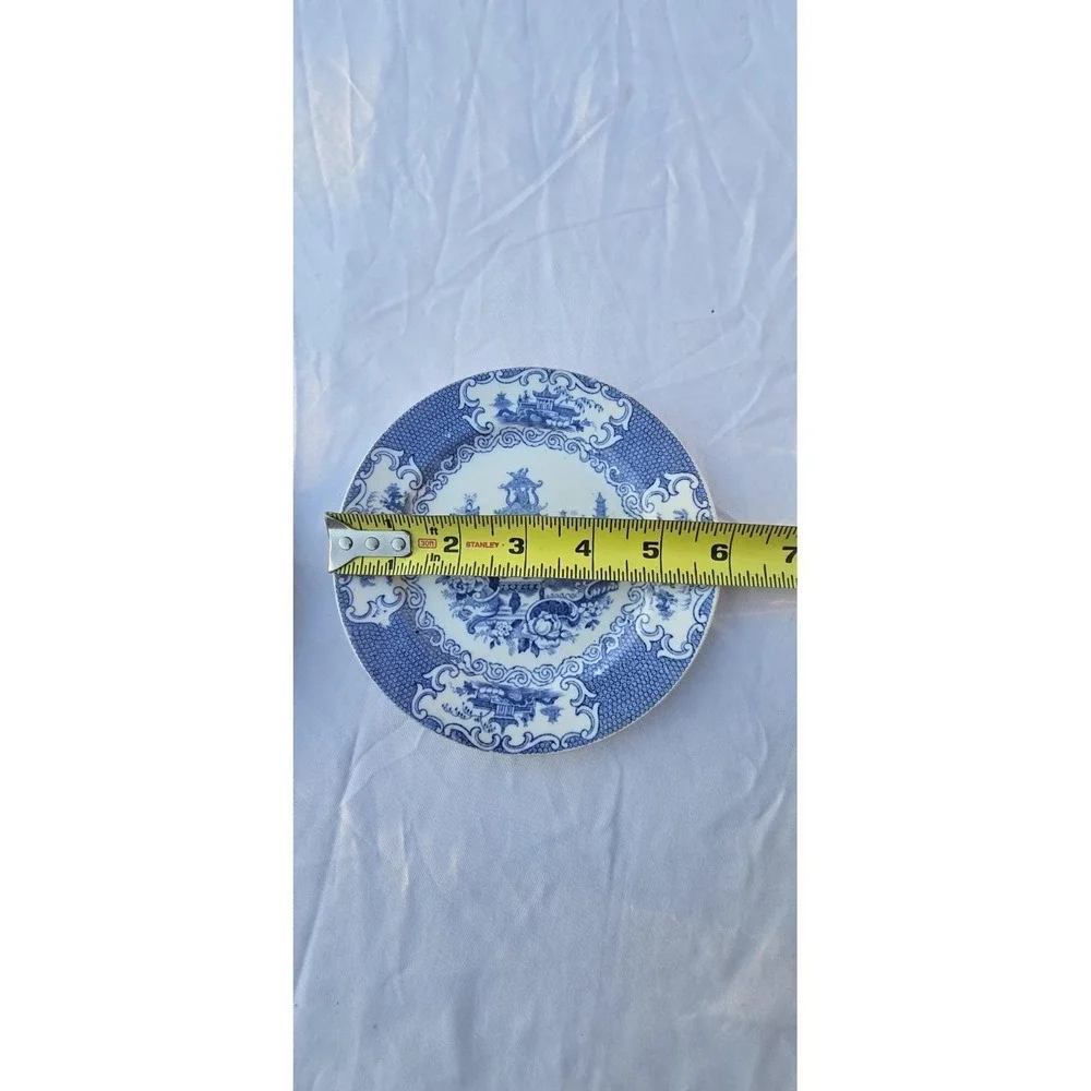 Lot Of 2 Allerton's England Blue/White Chinese Pagoda 5 inch Transferware Plate